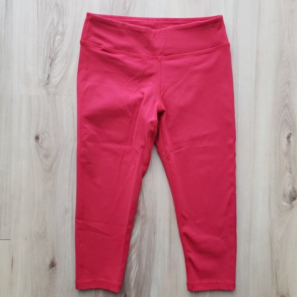 Albion Fit Midrise Cropped Leggings Red Womens Small Stretch Yoga Active Pants